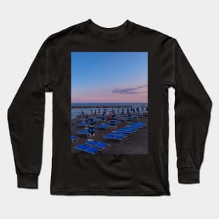 Sunset Blue Pink Sky Colors Beach Summer Relax Travel Italy Long Sleeve T-Shirt